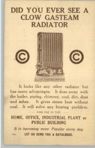 Clow Gasteam Radiators - Chicago IL 1920 Postcard