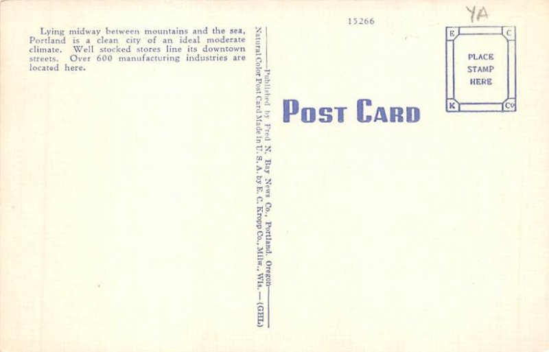 North on Broadway Portland, Oregon OR Postcard