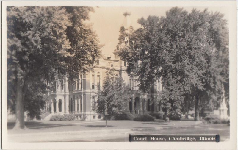 Illinois Il Real Photo RPPC Postcard c1930s CAMBRIDGE County Court House 