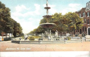 BALTIMORE, MD Maryland  EUTAW PLACE  Fountain~Statues~Park c1900's UDB Postcard