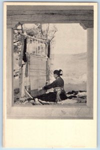 c1940 Kansas City Missouri Vintage Postcard Diorama Navajo Blanket Weaver Indian