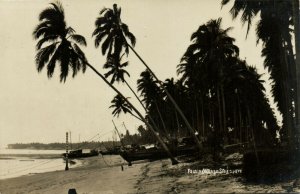 PC CPA SINGAPORE, FISHING VILLAGE, Vintage REAL PHOTO Postcard (b19722)