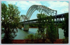 Louisville Kentucky~Sherman Minton Bridge Across Ohio River~Vintage Postcard