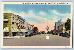 Tallahassee Florida Postcard Business Section Monroe Street North 1940 Unposted