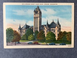 Spokane County Court House Spokane WA Linen Postcard H2109083943