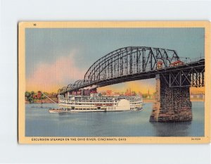 Postcard Excursion Steamer On The Ohio River Cincinnati Ohio USA