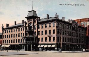 ELYRIA OHIO HOTEL ANDWUR~BROAD & COURT STREET POSTCARD 1914