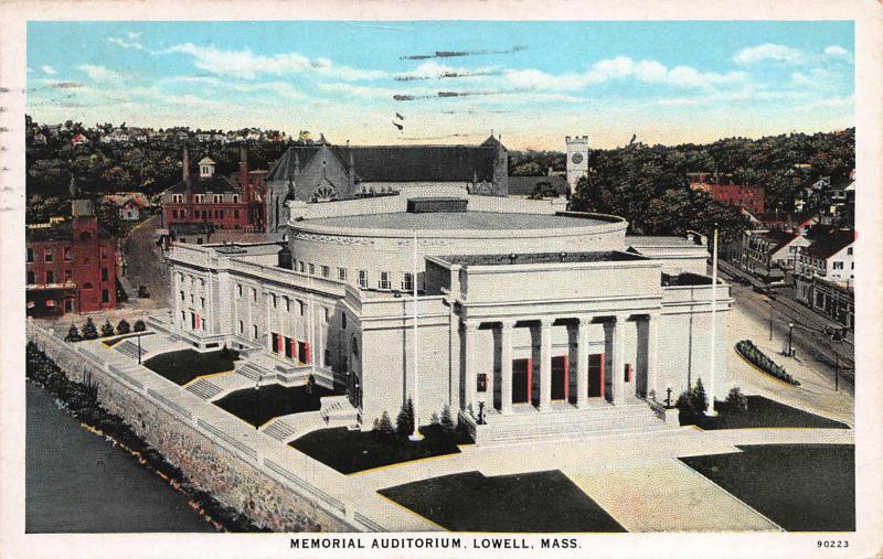 Memorial Auditorium, Lowell, Massachusetts, Early Postcard, Used in 1930