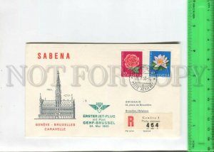 466619 1965 Switzerland registered Geneva airmail to Belgium first flight COVER