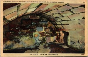 Vtg 1930s Secret Dungeon Fort Marion National Monument St Augustine FL Postcard