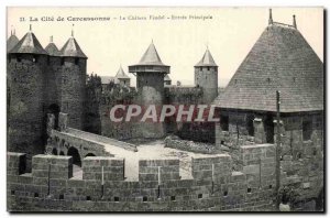 Carcassonne Old Postcard The main entrance feudal castle