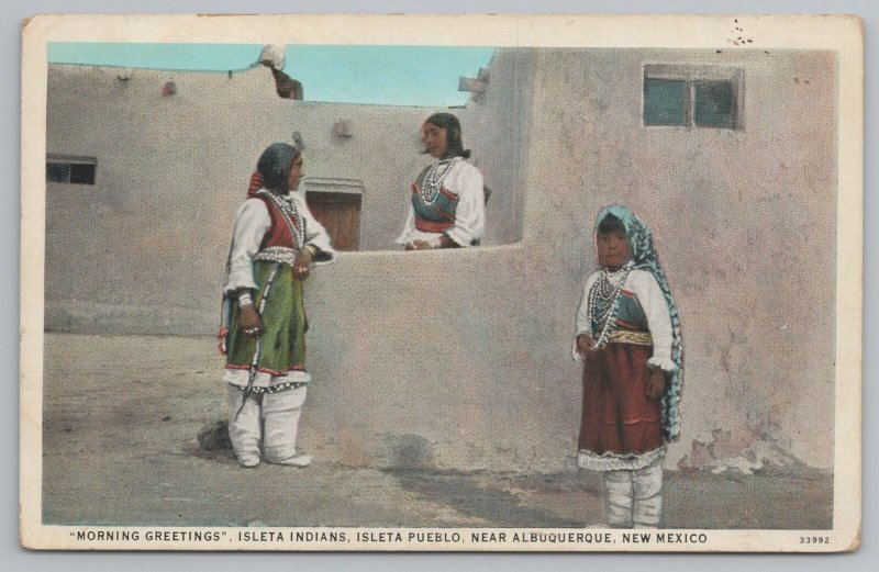 Albuquerque New Mexico~Isleta Pueblo~Isleta Indians Give Morning Greetings~c1910 