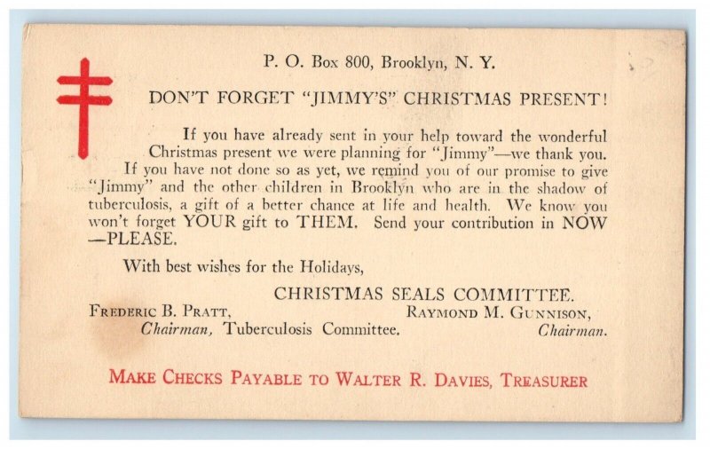 1923 Jimmy's Christmas Present Brooklyn New York NY Advertising Postcard 
