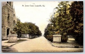 Vintage Postcard Saint James Court Road Pathway Trees Louisville Kentucky KY