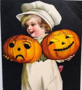 Halloween Postcard Ellen Clapsaddle Child Two JOL Wolf 501 Philadelphia PA 1919