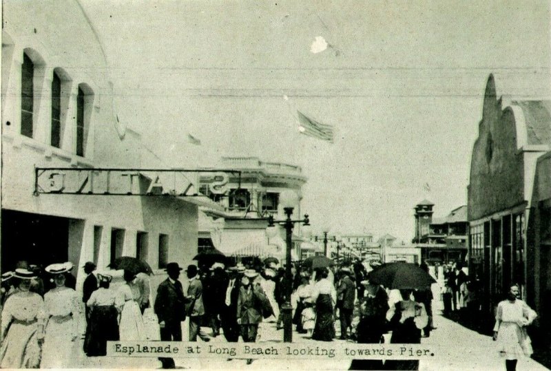 c1905 Esplande at Long Beach Toward Pier California CA Antique Postcard