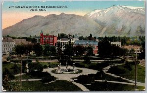 Ogden Utah 1915 Postcard City Park And A Portion Of Business District