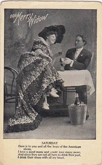 Merry Widow Woman Having Drink With Man