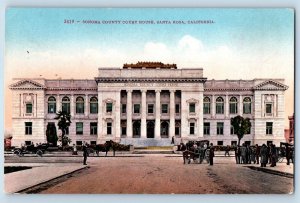 Santa Rosa California CA Postcard Sonoma County Court House Scene c1910s Antique