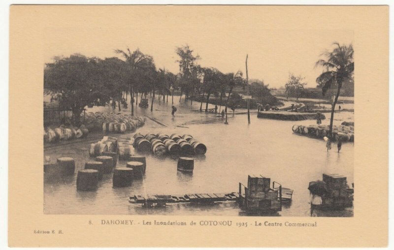 Benin; Dahomey, No 8, 1925 Cotonou Floods, Commercial Centre PPC, By ER, Unused