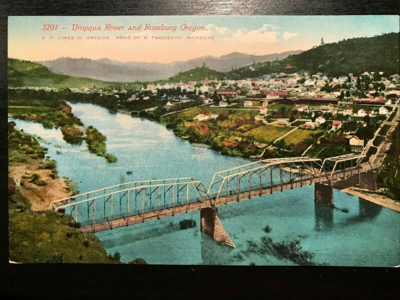 Vintage Postcard 1907-1915 Umpqua River S.P. Lines Roseburg Oregon 