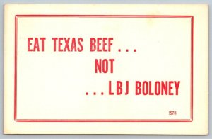 Eat Texas Beef...Not...LBJ Boloney  Amarillo Texas  Postcard