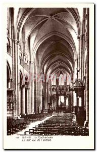 Old Postcard Sens the Cathedral Nave View of the Entrance