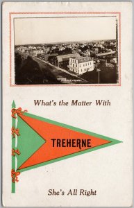 Treherne Manitoba from Elevator Ontario Hotel 1915 Duplex Cancel Postcard H83