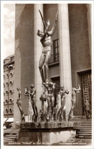 RPPC Postcard Sweden Stockholm Orfeus statue by Carl Milles