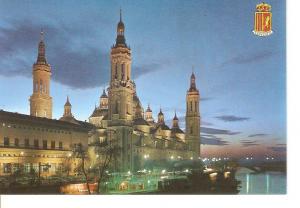 Postal 048156 : Zaragoza. Conjunto magnifico del Templo del Pilar iluminado