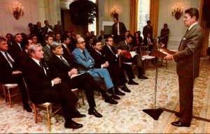 President Ronald Reagan Addressing Senate Republicans In The White House