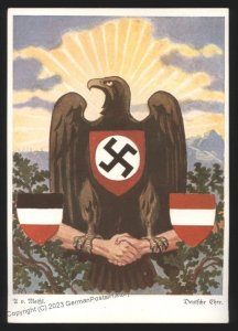 3rd Reich Early Bischoff Austra German Honor Propaganda Card USED SA Vign 112603