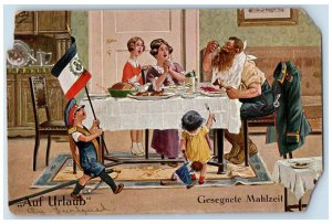 c1910's German Soldier Blessed Meal On Holiday Berlin Germany Antique Postcard