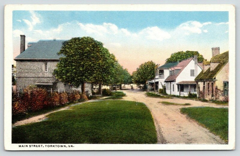 Yorktown Virginia~Main Street~Houses on Both Sides~Dirt Road Path~1920s Postcard 