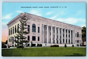 Charlotte North Carolina NC Postcard Mecklenburg County Court House Building