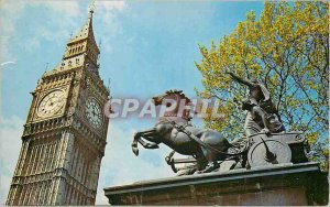 Modern Postcard Big Ben and Boadicea Statue London