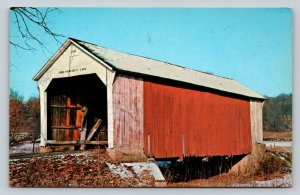 Parke County Indiana Covered Bridge Over Big Pond Creek VINTAGE Postcard A112