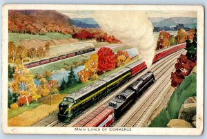 1951 Johnstown Pennsylvania Vintage Postcard Main Lines Commerce Railroad Train