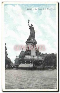 Old Postcard The Paris Statue Of Lion Repulique