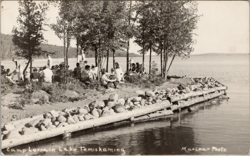 Camp Lorrain Lake Temiskaming Haileybury Ontario ON People RPPC Postcard E51