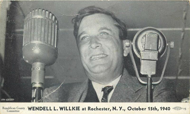 Republican President Candidate at microphone Wendell Willkie Rochester NY 1940