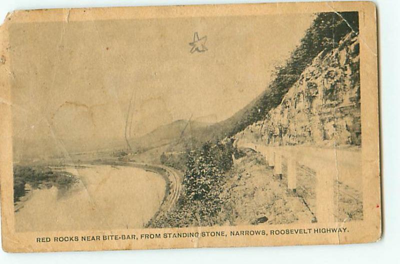 Vintage Postcard Black & White Red Rocks Bite Bar Roosevelt Highway # 2248