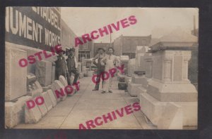 Randolph KANSAS RPPC 1910 MONUMENT WORKS Grave Marker TOMBSTONE nr Manhattan KS