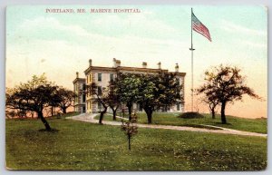 Marine Hospital Portland Maine ME Pathway Through The Building Trees Postcard