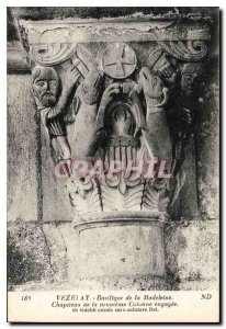 Postcard Old Vezelay Basilica Madeleine Capital of the ninth column engagee