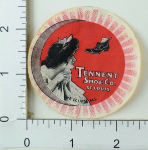 1890's Paper Label Tennent Shoe Co. Lovely Lady Image Art Nouveau Style P35