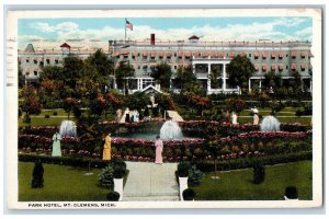 1921 Park Hotel Fountain Exterior Building Mt. Clemens Michigan Vintage Postcard