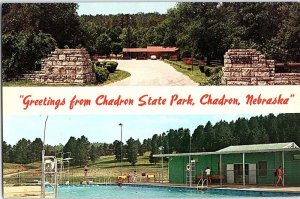 Postcard SWIMMING POOL SCENE Chadron Nebraska NE AJ2585