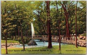 1950's Island Spouter Geyser Park Saratoga Springs New York NY Posted Postcard