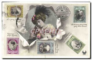 Fancy Old Postcard Stamps of Language Female